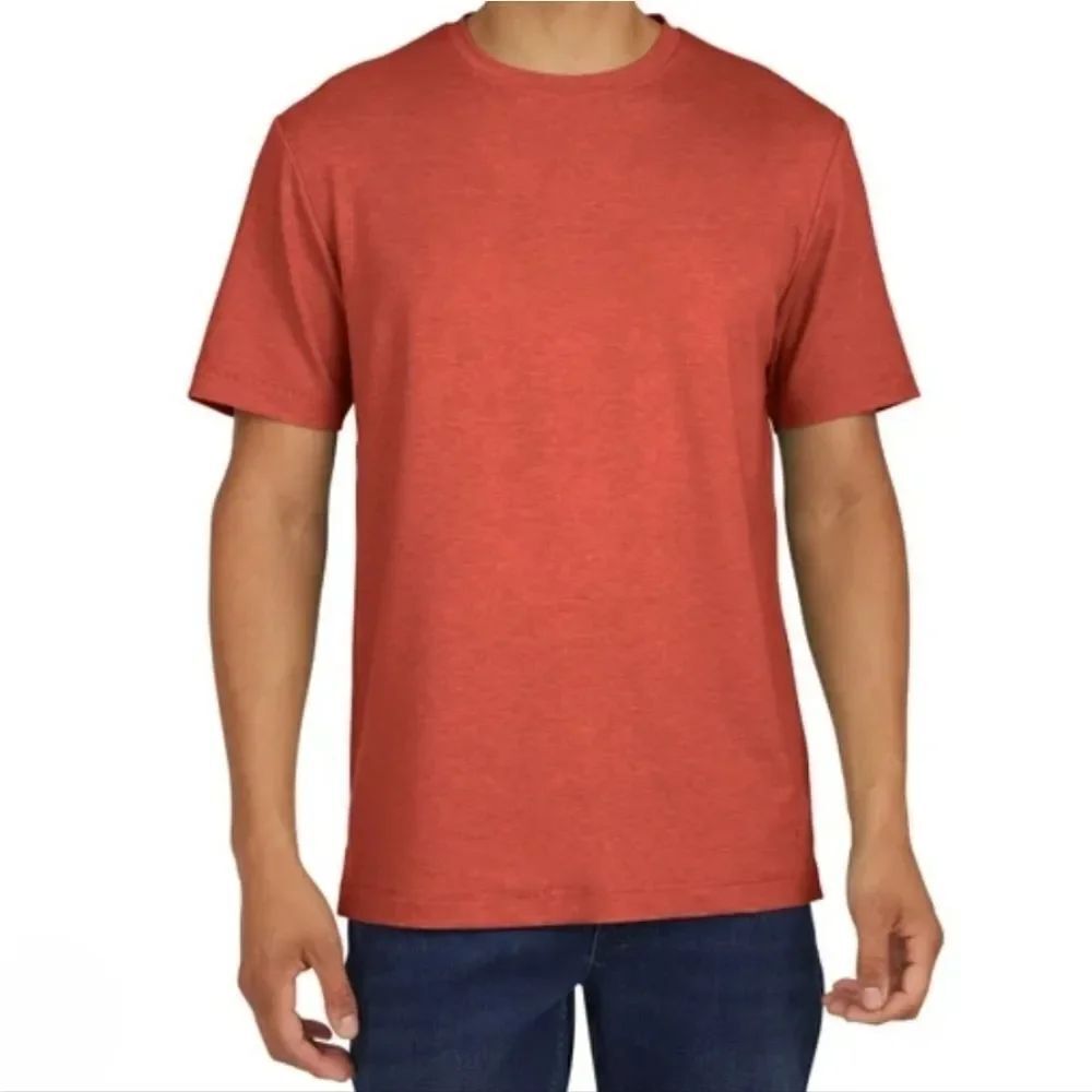 Lands' End Men's Relaxed Red Poly-Rayon Short Sleeve Crewneck Pullover Tee